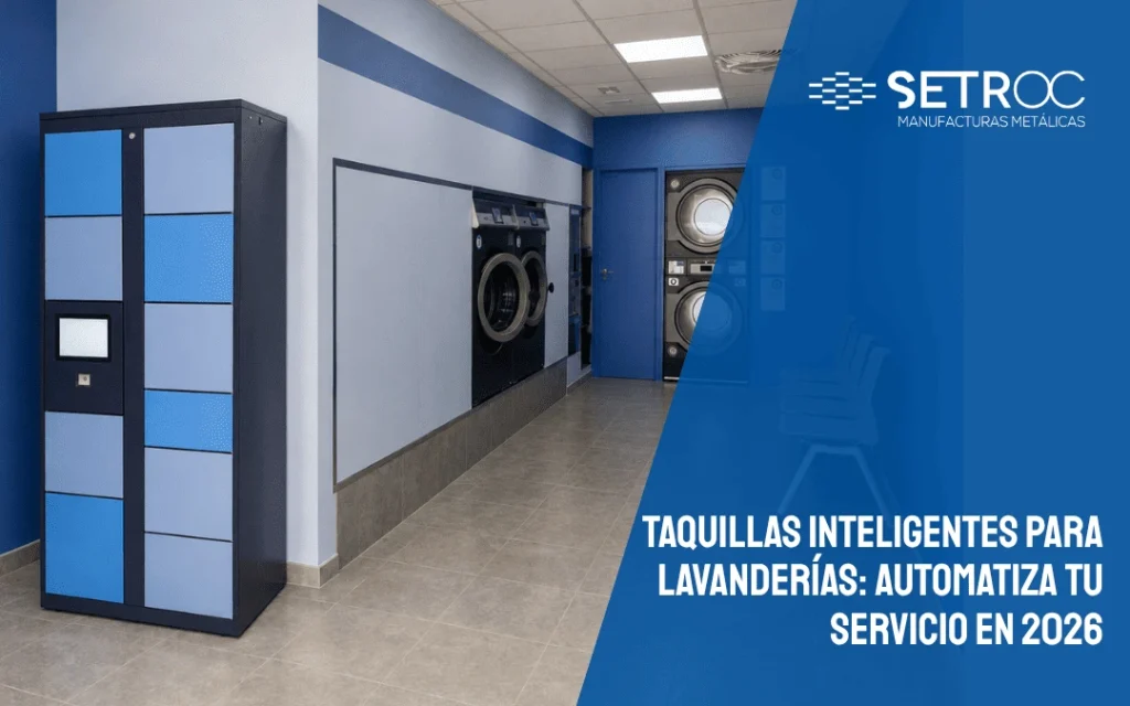 Un smat locker ubicado en una lavandería autoservicio